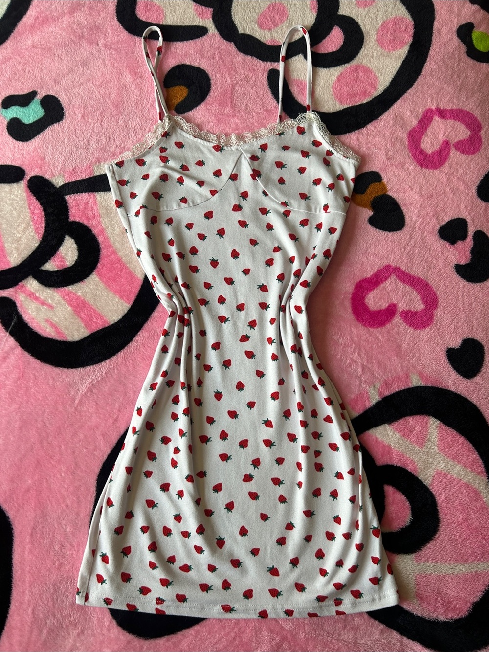 Slip Dress with Strawberry Print